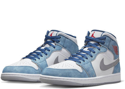 Nike Air Jordan 1 Mid French Blue Fire Red - PLUGSNEAKRS